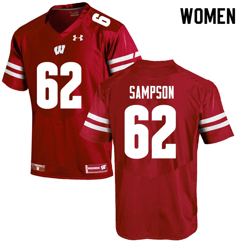 Women #62 Cormac Sampson Wisconsin Badgers College Football Jerseys Sale-Red - Click Image to Close